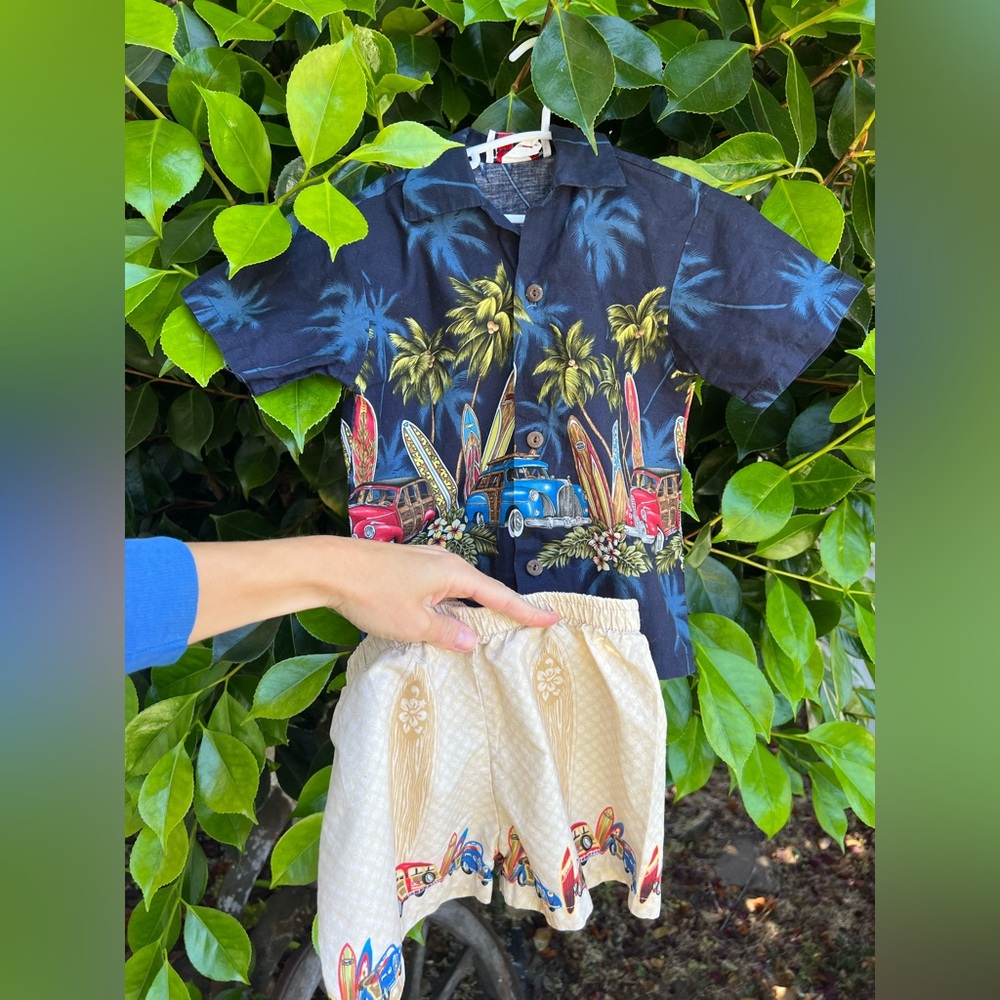 Vintage Tropical Surf Kids Shirt and shorts